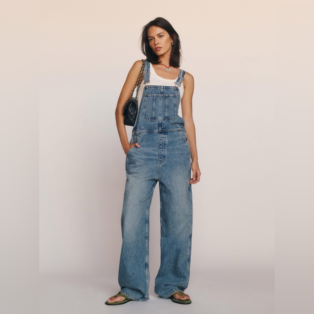 Reformation Women's Blue River Relaxed Denim Overalls